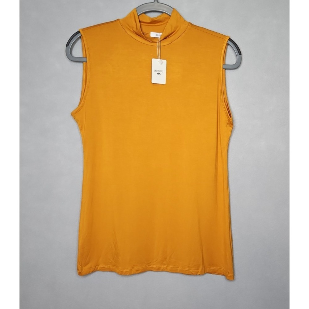 Untyhoys‎ Womens Gold Yellow Modal Blend Sleeveless Mock Neck Top Size XL NWT